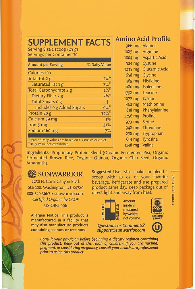 Sunwarrior Vegan Protein Powder | USDA Organic Plant-Based | Unflavored 30 Servings &amp Collagen Building Powder Plant-Based | Unflavored 20 Servings