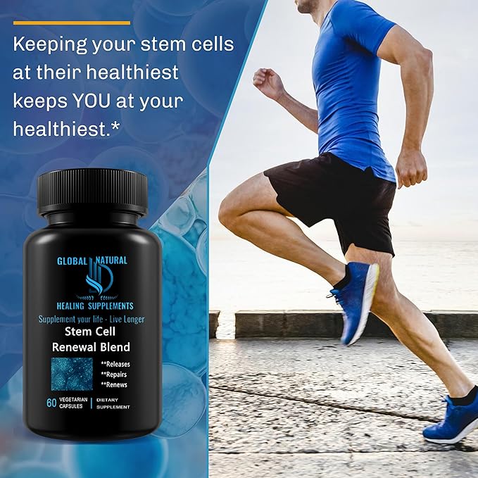 Stem Cell Supplements. Renewal Blend - Promotes Healthy Aging Through Cellular Renewal. Resveratrol L-Carnosine Polygonum Multiflorum Extract Beta 1.3/1.6 Glucan. Non-GMO Gluten Free.