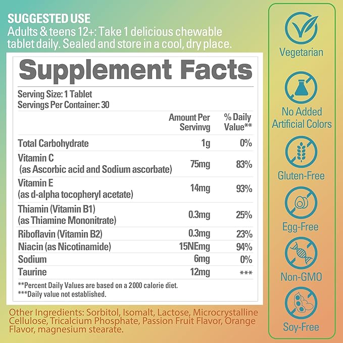 GlowFuel Niacinamide Supplement Tropical Fruits Flavor Chew Vitamin C &amp E Boost NAD+ Skin Care Health &amp Energy Support Caffeine &amp Gluten Free Non-GMO 90 Day Supply - 30 Ct x 3 Pack