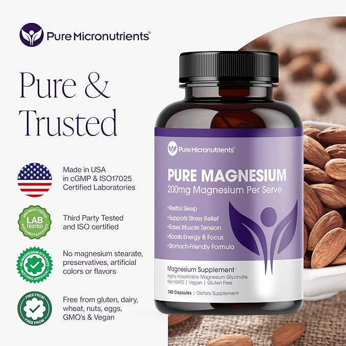 Mood Energy &amp Muscle Bundle - Pure Magnesium Glycinate &amp Iron Plus Supplement - Boost Energy Sleep Immunity &amp Muscle Support Pure Micronutrients