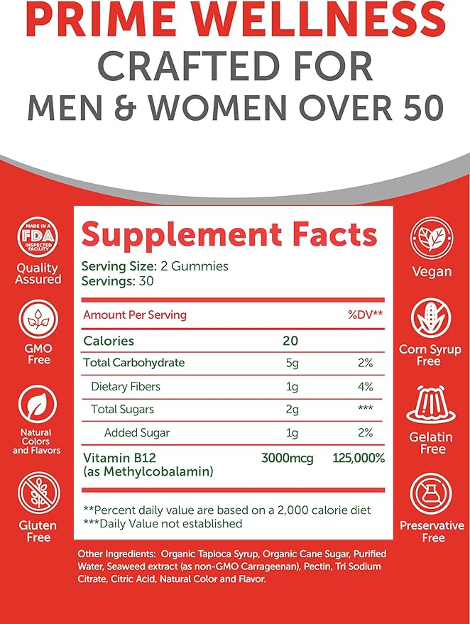 Lunakai USA Made Vitamin B12 for Adults 50+ &amp Magnesium Glycinate Gummies Bundle Supports Energy Mood Relaxation &amp Stress Relief Non-GMO Vegan 60ct Each