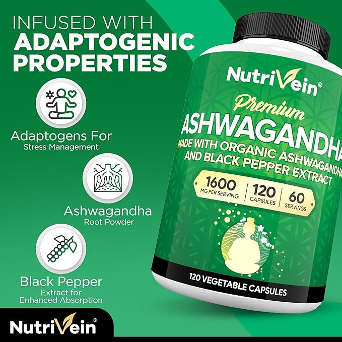 Nutrivein Premium Irish Sea Moss Capsules Berberine Supplements and Ashwagandha Supplements Bundle: High-Absorption Berberine Hcl Ashwagandha Root Extract &amp Sea Moss for Digestion &amp Daily