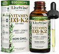 Vitamin D3 K2 Drops for Adults - 930 Drops Ultra Concentrated Formulation Fast Absorption 1208 IU Vitamin D3 25 MCG (MK-7) - Micro-Dosing Dropper for Calcium &amp Bone Support