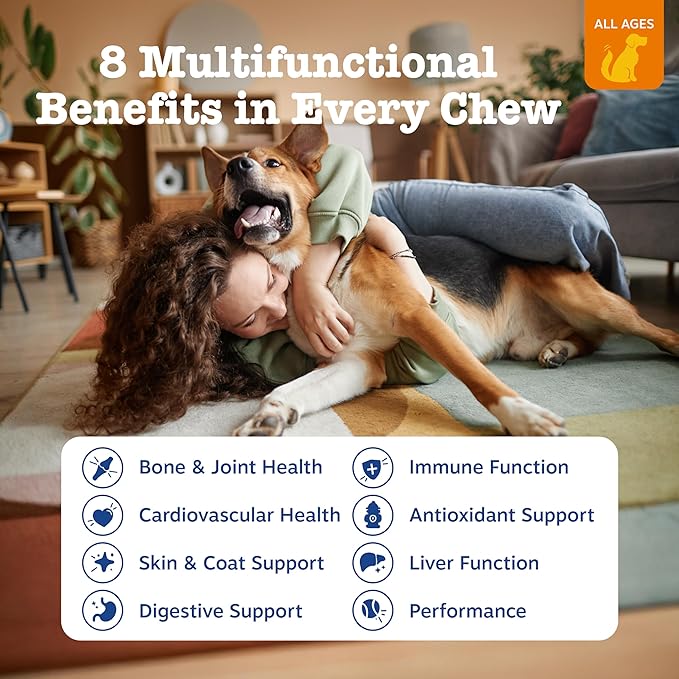 Zesty Paws Dog Multivitamin Chewable Dog Vitamins and Supplements for Hip &amp Joints Skin &amp Coat Omega 3 Fish Oil for Dogs- Senior &amp Puppy Multivitamin- Peanut Butter- 50ct