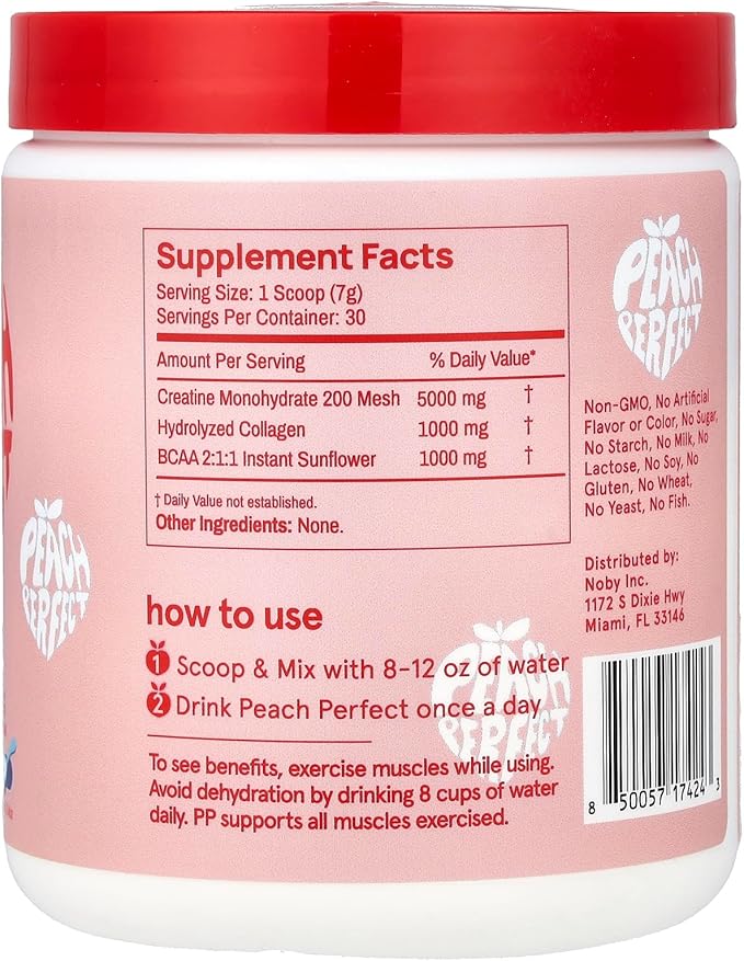 Peach Perfect Creatine Blend for Women – Micronized Creatine Monohydrate with BCAA &amp Collagen for Glute Strength Support – Unflavored – 30 Servings