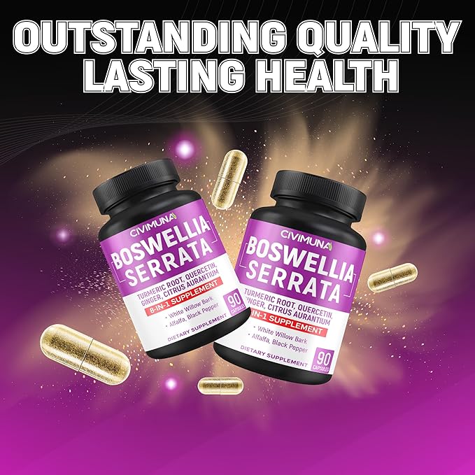 Boswellia Capsules with Boswellia Turmeric Quercetin and More - 90 Capsules for 3 Months Supply
