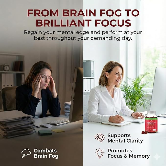 CogniTune L-Methylfolate Gummies 1000mcg - Bioavailable 5MTHF Folate Supplement for Brain Health - MTHFR Support with Delicious Strawberry Flavor