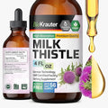 BIO KRAUTER® Milk Thistle Supplement - Liquid Pure Vegan Milk Thistle Extract 680 mg per Serving 4 Fl.Oz 56 Days of Supply - Liver Cleanse &amp Detox Сontains Silymarin - Alcohol &amp Sugar Free
