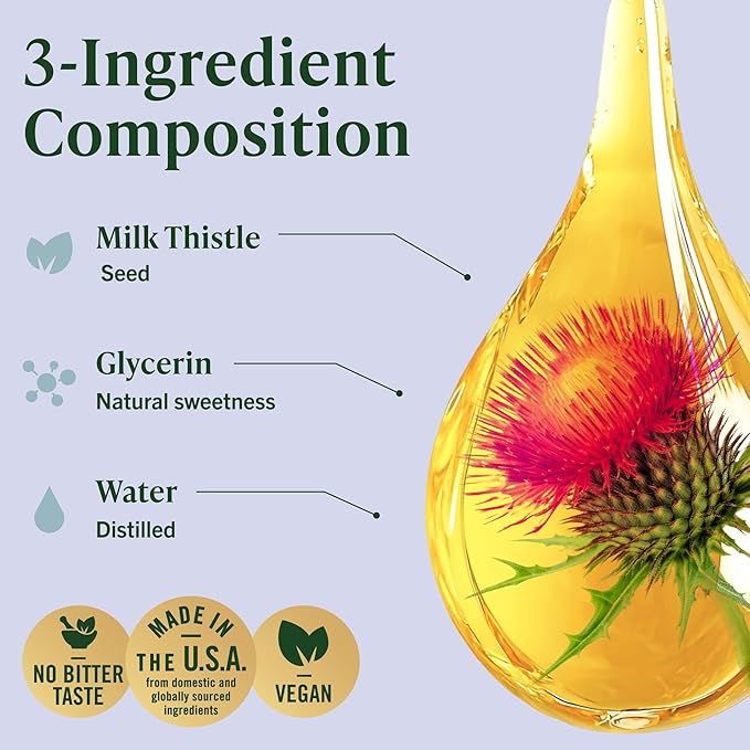 HERBAMAMA Milk Thistle Drops - Vegan Liver Support with Milk Thistle Extract Tincture - Non-GMO Alcohol &amp Sugar-Free Liver Detox and Cleanse Supplement 28-Day Supply