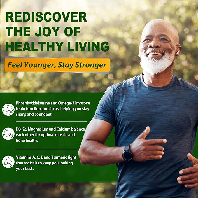 Multivitamin for Men 50 + Plus Sugar Free Men Multivitamins Gummies w/Omega-3 Coq10 D3k2 Calcium Magnesium Zinc Vitamins A C &amp E Mens Vitamins for 𝖧𝖾𝖱𝗍 Antioxidant Brain Bone 60ct