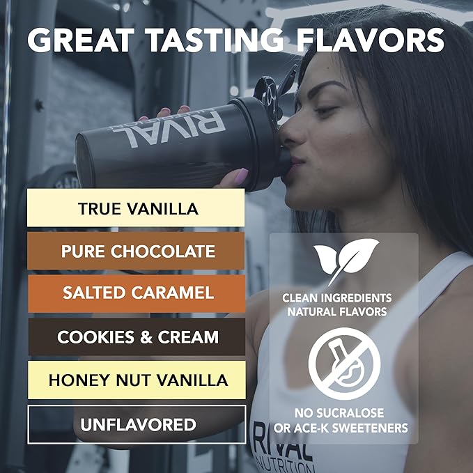 RIVAL NUTRITION Clean Rival Whey – 2LB Unflavored – 100% Whey Protein Powder Whey Isolate Primary Source | 25g Protein Muscle Gain/Recovery | All Natural No Artificial Ingredients - 29 Servings