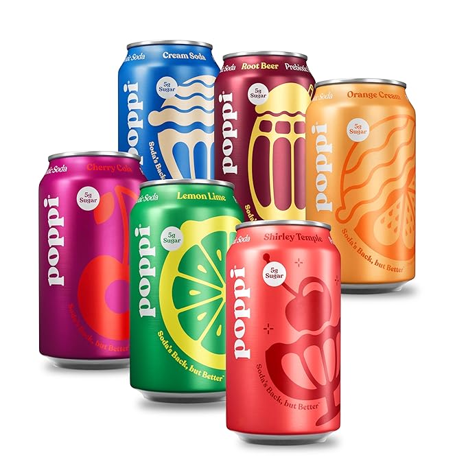 Poppi Sparkling Prebiotic Soda Beverage with Apple Cider Vinegar Seltzer Water and Fruit Juice Major Mix Variety Pack 12 Fl Oz Pack of 12 Packaging May Vary