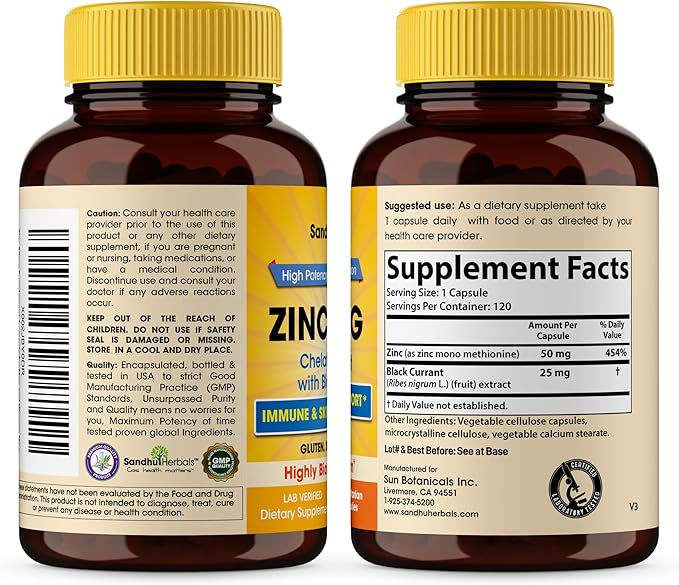 SANDHUHERBALS Zinc 50mg Bundle with Zinc 30mg Vitamin D3 Magnesium Selenium Vitamin B6 B7 (Biotin) Copper | Supports Immune Skin Hair &amp Nails Health