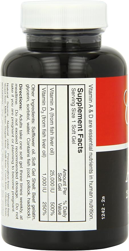 Carlson Labs Vitamin A and D 25000/1000 IU 250 Softgels