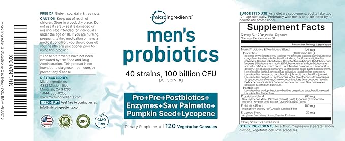 Micro Ingredients Men Probiotics Digestive Immune Health