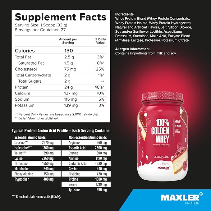 Maxler 100% Golden Whey Cinnamon Bun and Raspberry Cheesecake Bundle