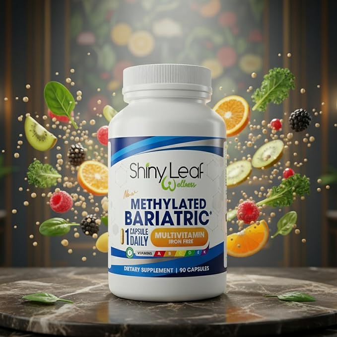 Shiny Leaf Methylated Bariatric Multivitamin Without Iron – Vitamins for Gastric Bypass &amp Sleeve 1 Daily Capsule W Methylated Folate B12 A C D K &amp More. Vegetarian Soy-Free USA Made (1
