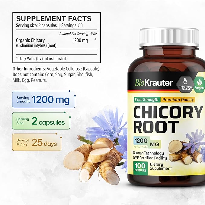 BIO KRAUTER Inulin 250 Capsules &amp Chicory 100 Capsules.