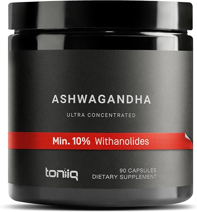 Toniiq Ashwagandha - Ultra High Potency 20:1 Extract with 10% Withanolides - Wild Harvested in India - Highly Concentrated - Third-Party Lab Tested - 90 Capsules