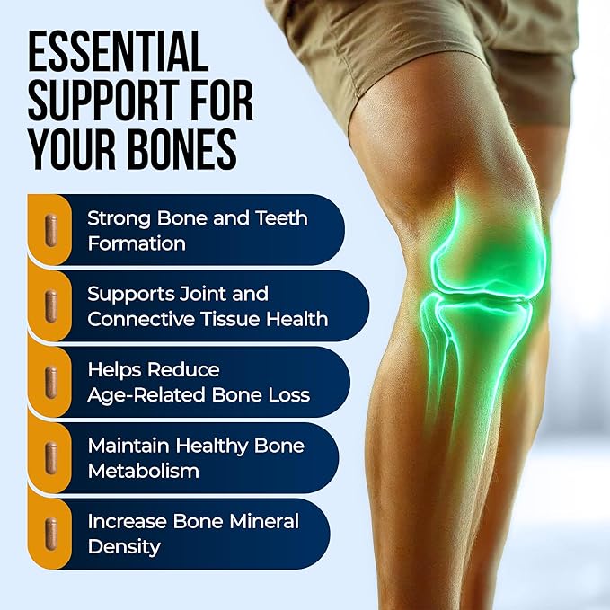 Nature's Nectar Bone &amp Joint Supplements for Men &amp Women – Supports Bone Health Strength &amp Growth with Calcium Vitamin D Magnesium &amp Strontium – Bone Builder Formula for Maximum Abs