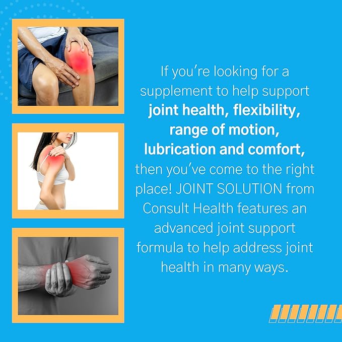 Consult Health Joint Solution Advanced Anti-Aging Total Joint Health Dietary Supplement with UC Type 2 Collagen Hyaluronic Acid Curcumin for Maximum Flexibility and Reducing Discomfort 90 Capsules