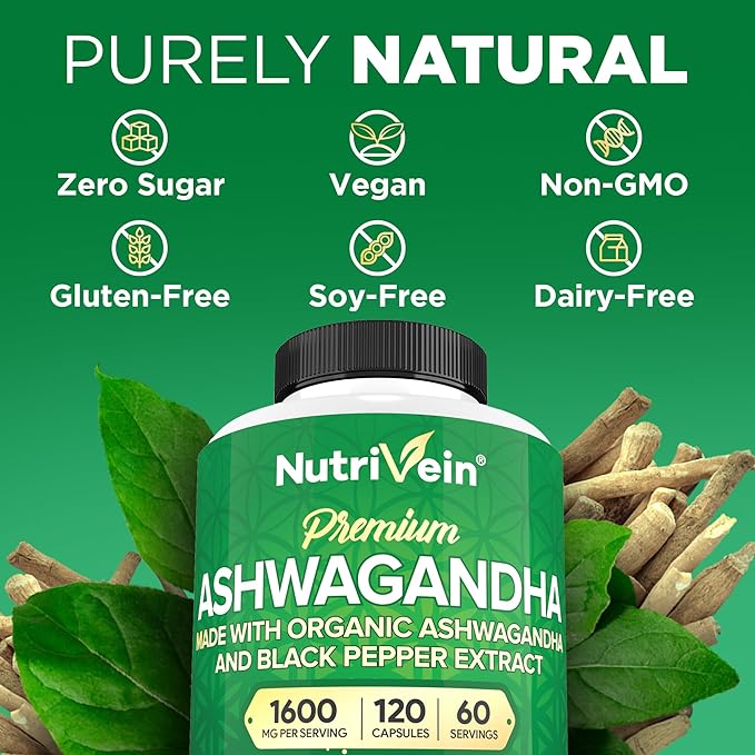 Nutrivein Premium Irish Sea Moss Capsules Berberine Supplements and Ashwagandha Supplements Bundle: High-Absorption Berberine Hcl Ashwagandha Root Extract &amp Sea Moss for Digestion &amp Daily