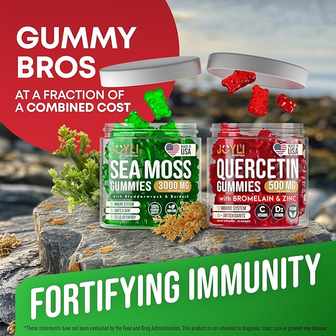 Quercetin Gummies + Irish Sea Moss Gummies - Immune Support Gummies - Irish Sea Moss Bladderwrack Burdock Root &amp Quercetin with Vitamin C - 60 Seamoss Gummies 60 Quercetin with Zinc Gummies