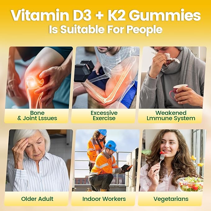 Vitamin D3 K2 Gummies D3 10000 IU &amp MK7-200 mcg 2 in 1 Vitamins D &amp K Complex | Vitamina D3 con K2 | Supports Calcium Absorption Bone Immune &amp Heart Health Easy to Carry and use (180
