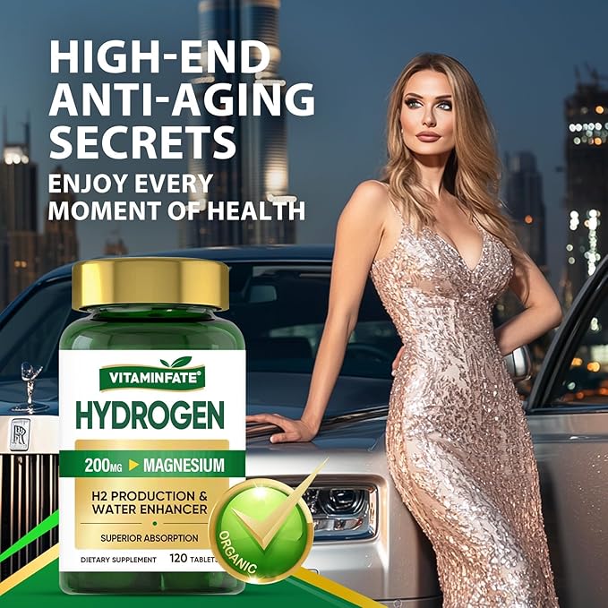 Hydrogen Water Tablets with Magnesium &amp Electrolytes 120 Tablets | H2 Molecular Hydrogen Supplement to Support Energy Brain Health Metabolism &amp Healthy Aging