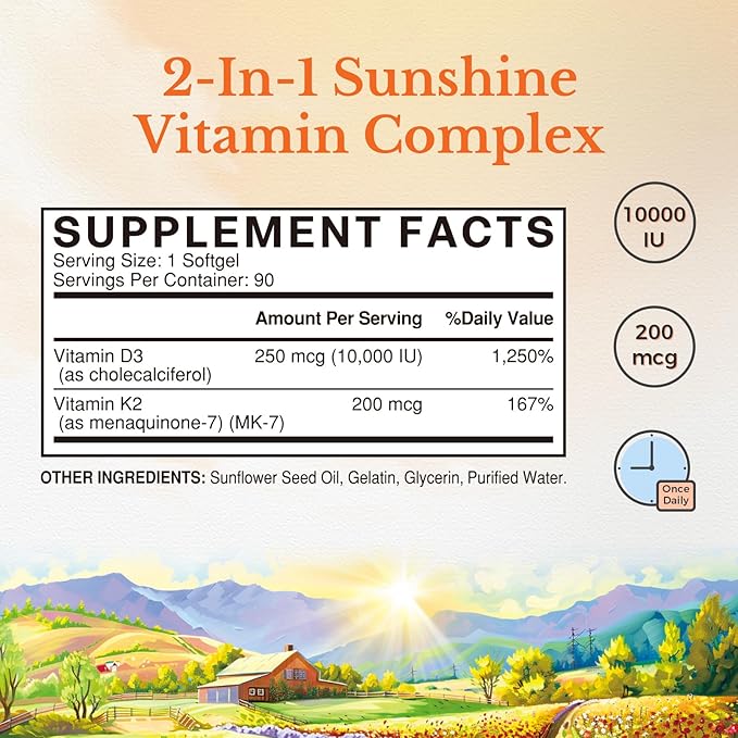 Vitalitown Magnesium Complex &amp Vitamin D3 K2 Bundle (Pack of 2) | for Bone Heart Immune &amp Muscle | Magnesium Glycinate 10000IU D3 MK-7 | 120 Mag Caps &amp 90 D3 Softgel