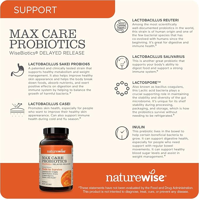NatureWise [1] Max Probiotics 30 Billion CFU + Organic Prebiotic - 60 Capsules[2-Month Supply] + (Pack of 2) Marine Magnesium 300mg - Naturally Sourced Non-GMO - 90 Softgels[60-Day Supply]