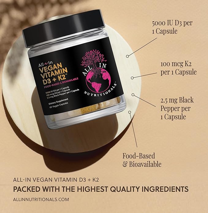 All In Nutritionals Vegan Vitamin D3 + Vitamin K2