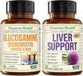 Vimerson Health Glucosamine Chondroitin MSM with Turmeric Boswellia &amp Liver Cleanse Detox &amp Repair 40+ Liver Supplement with 50% Silymarin Milk Thistle Extract for Joint and Liver Support