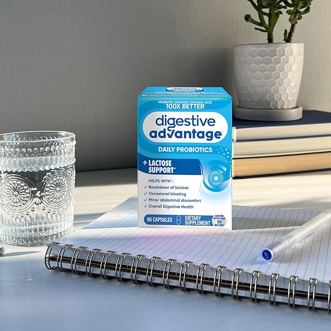 Digestive Advantage Lactose Defense Capsules (96 Count In A Box) Helps Breaks Down Lactose and Defend Against Digestive Upset Supports Digestive and Immune Health CFUs
