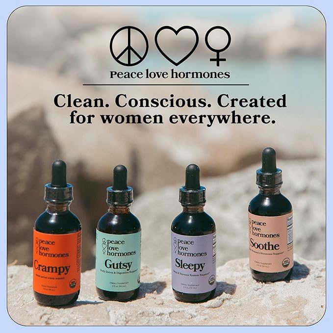 peace. love. hormones. Sleepy Natural Sleep Aid &amp Nervous System Support – Herbal Supplement – Helps Ease Occasional Bloating - Supports Skin Clarity– Non-Drowsy Herbal Formula
