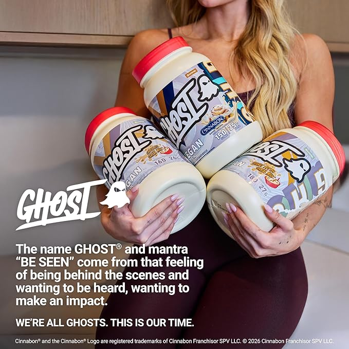 GHOST Vegan V2 Protein Powder Chocolate Cereal Milk - 2LB Tub 26G of Protein - Plant-Based Pea &amp Organic Pumpkin Blend Protein with Fiber &amp Iron - Flavored Post Workout Shakes - Soy &amp Gl