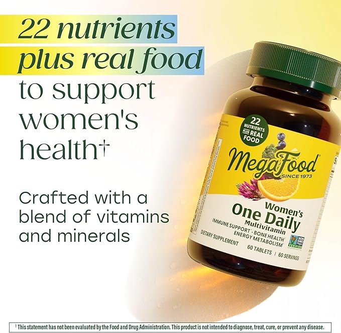 MegaFood Womens Multivitamin One Daily - Multivitamin for Women - Vitamin C Vitamin D Iron &amp B Vitamins - Bone Energy Metabolism &amp Immune Support - Vegetarian GlutenFree - 30 Tablets 30 S