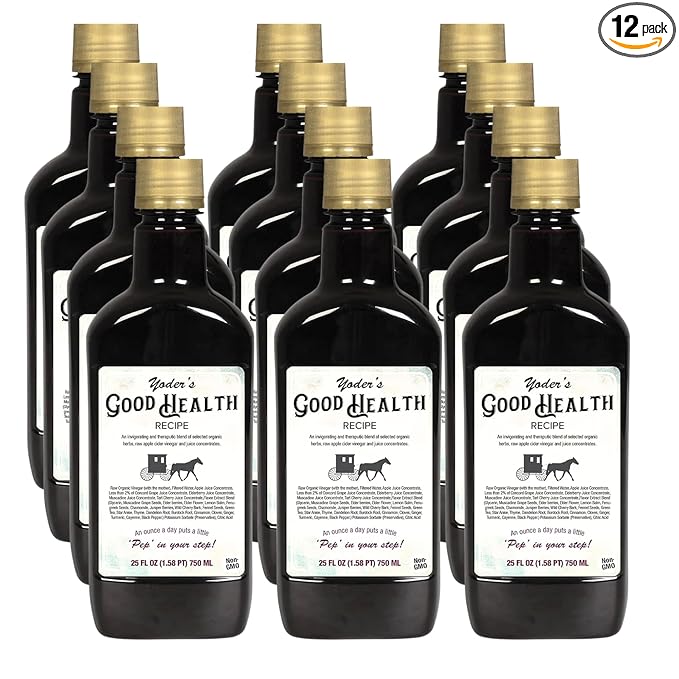 Yoder’s Good Health Recipe Apple Cider Vinegar Liquid Complex 25 oz Amish Harvest Herbal Tonic with Elderberry Juice Organic Wildcrafted Herbs Raw Detoxifying Antioxidants (12)