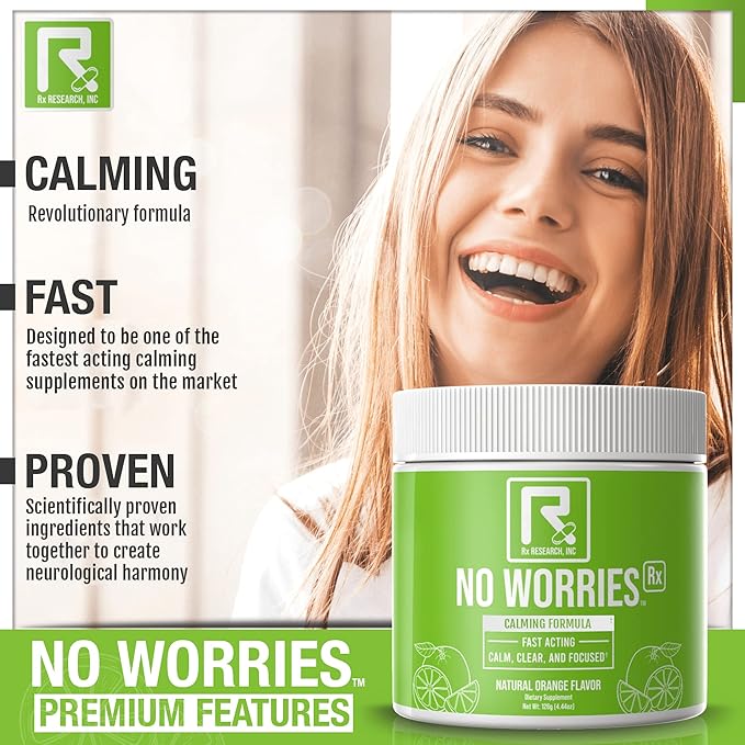NO Worries Rx - GABA L-Theanine L-Glycine Betaine Anhydrous Kava Kava Extract L-Taurine DMAE - Fast Acting