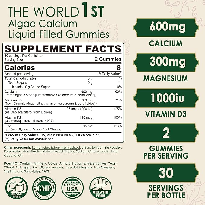 Plant Based Calcium Gummies 600mg + Methylene Blue Gummies for Human