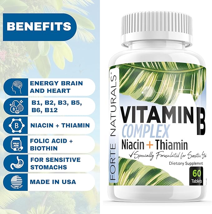 Supplements Biotin Vitamin B Complex Vitamin B12 Energy &amp Mood Support with Folic Acid Prenatal Postnatal B1 thiamin Supplement B2 niacin B5 B6 Supplements