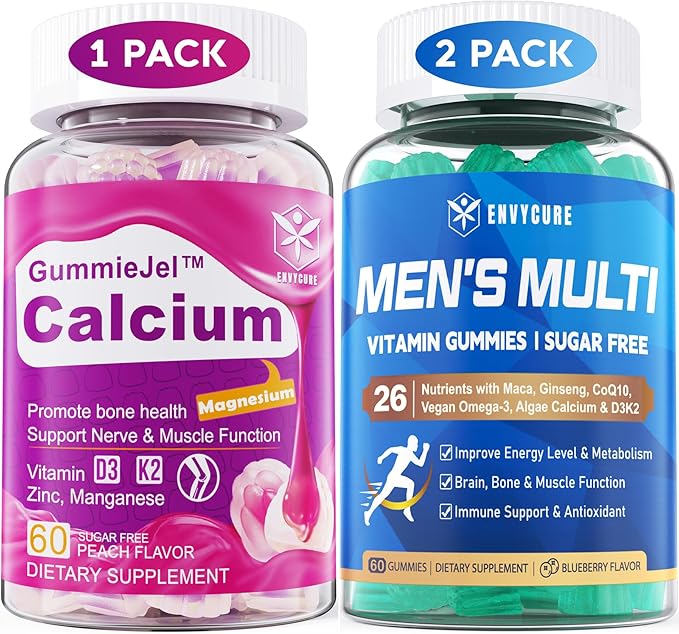 Sugar Free Mens Multivitamin Gummies 120 Count + Calcium Gummies 60 Count
