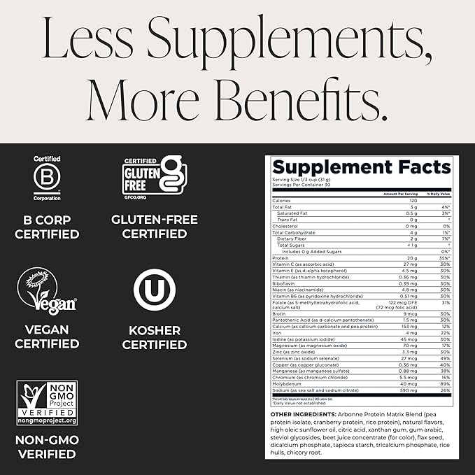 Arbonne FeelFit Pea Protein Powder – Strawberry Flavored Vegan Protein Powder – Plant-Based Nutrition Supplement for Smoothies Shakes &amp Post-Workout Recovery Support – 30 Servings