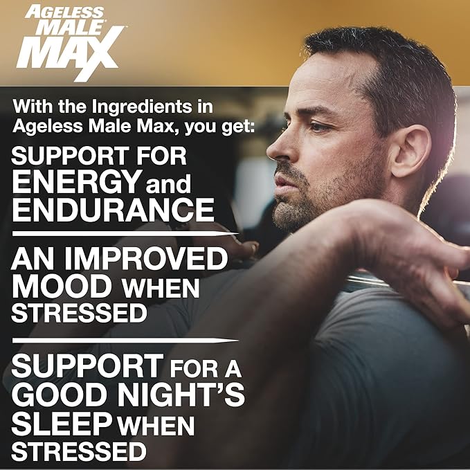 Ageless Male Max Chewable Nitric Oxide Booster Supplement for Men – High Potency Ashwagandha Extract to Boost Workouts Muscle &amp Performance Reduce Stress Support Sleep - 100 Count