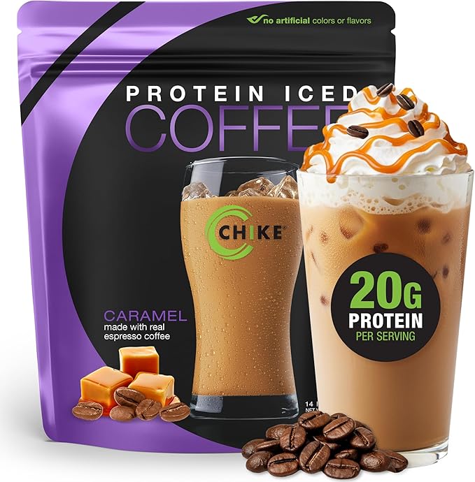 Chike Caramel High Protein Iced Coffee 20 G Protein 2 Shots Espresso 1 G Sugar Keto Friendly and Gluten Free 14 Servings (14.3 Ounce)