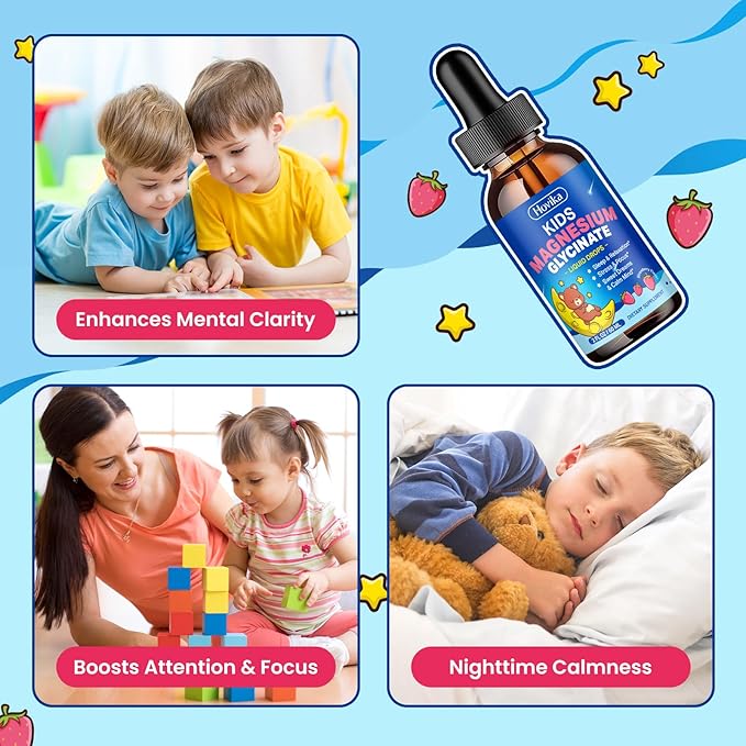 Magnesium Glycinate &amp GABA L-Theanine Liquid Drops for Kids &amp Adults