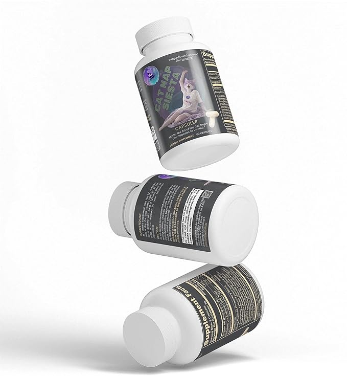 Cat Nap Siesta | Sleep Support Capsules for Humans | Nighttime Relaxation Formula with Calming Botanicals | Non-Habit | 60 Capsules