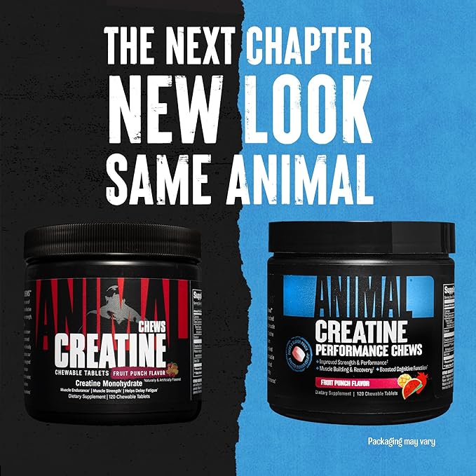 Animal Whey Isolate Whey Protein Powder – Isolate Loaded for Post Workout and Recovery &amp Creatine Chews Tablets - Enhanced Creatine Monohydrate with AstraGin to Improve Absorption