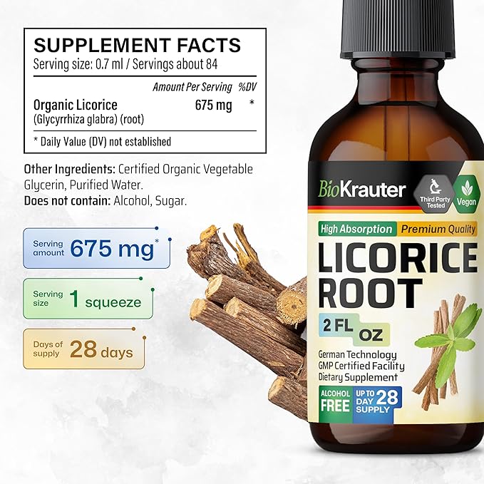BIO KRAUTER Inulin 100 Capsules &amp Licorice Root Tincture 2 Fl. Oz.