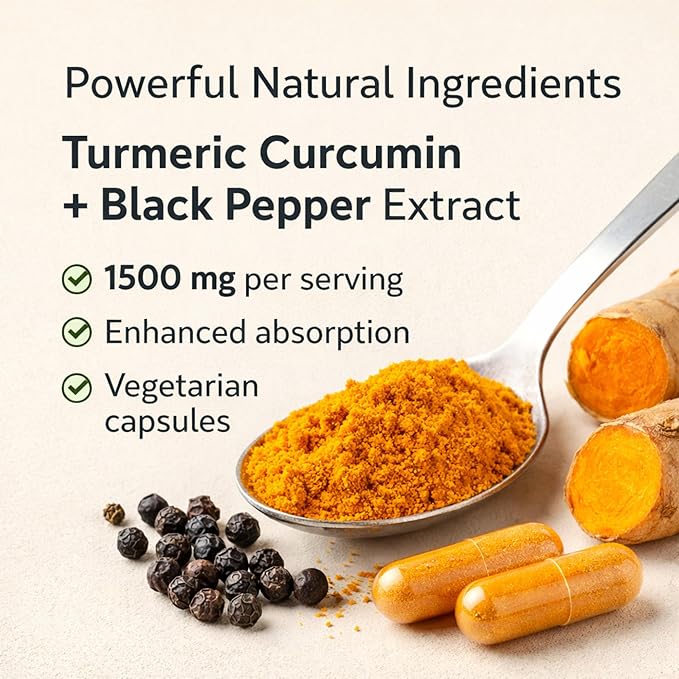 Spring Valley Ultra Strength Turmeric Curcumin 1500 mg with BioPerine 90 Vegetarian Capsules Turmeric Supplement for General Wellness Black Pepper Extract for Absorption